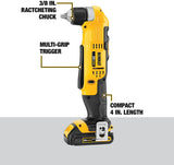 DEWALT 20V MAX Kit de taladro/atornillador inalámbrico de ángulo recto (DCD740C1) - DIGVICE MX