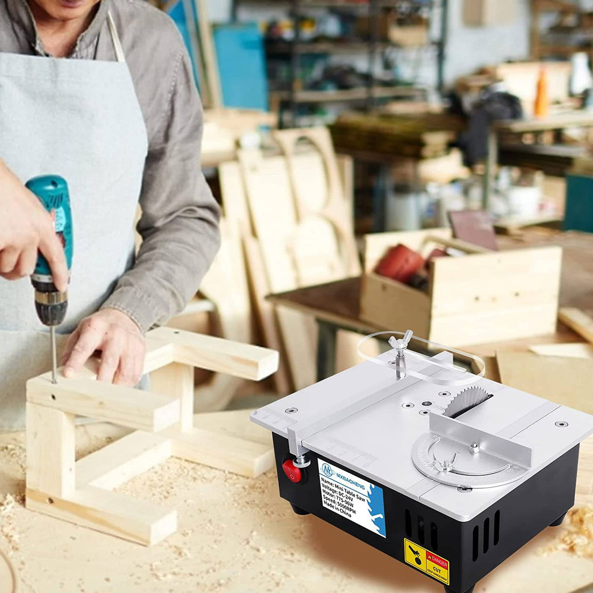 Sierra de mesa eléctrica, máquina de corte pequeña, corte de ángulo de 0 a  90, sierra de mesa portátil para carpintería para manualidades de modelos