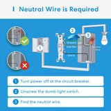 MEROSS Interruptor de luz inteligente meross compatible con Alexa, Google Assistant y SmartThings, necesita cable neutro, interruptor de pared WiFi de un solo polo, control remoto, horarios, no necesita concentrador, solo WiFi de 2,4 G, paquete de 4 - DIGVICE MX