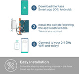 Kasa HS200 Interruptor de luz inteligente, unipolar, necesita cable neutro, interruptor de luz Wi-Fi de 2,4 GHz, funciona con Alexa y Google Home, certificado UL, no requiere concentrador, blanco - DIGVICE MX