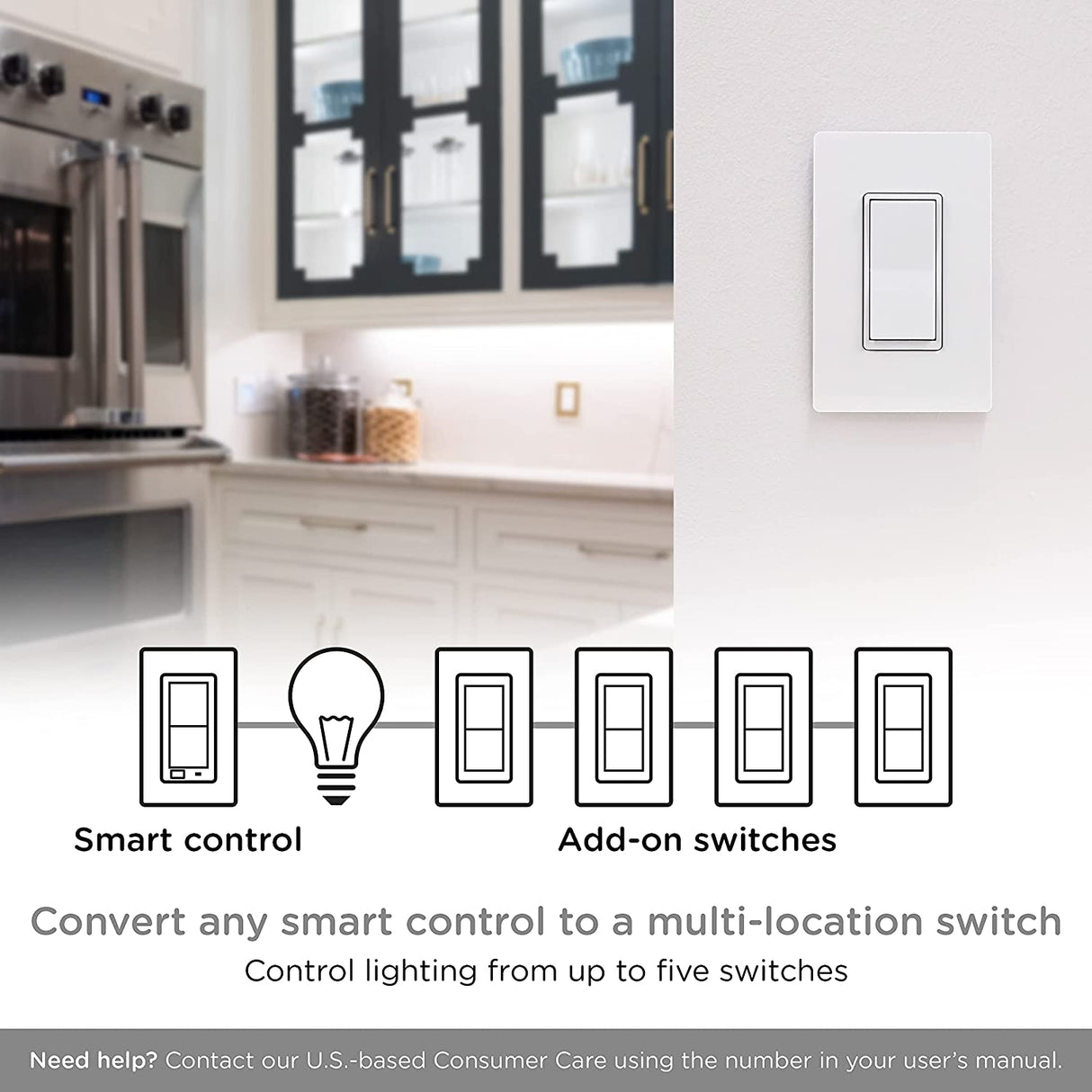 Enbrighten Interruptor de complemento QuickFit y SimpleWire, paleta de pared, Z-Wave ZigBee Control de iluminación inteligente inalámbrico, última versión, no un interruptor estándar, 46199 - DIGVICE MX