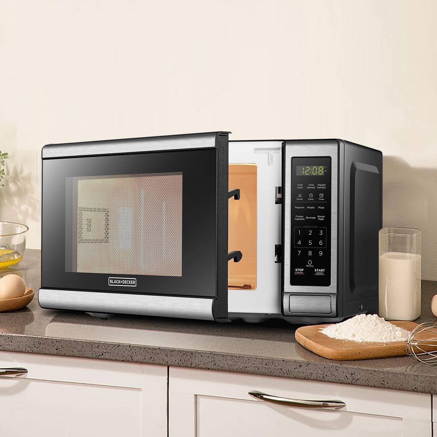 BLACK DECKER EM720CB7 Horno de microondas digital con puerta de