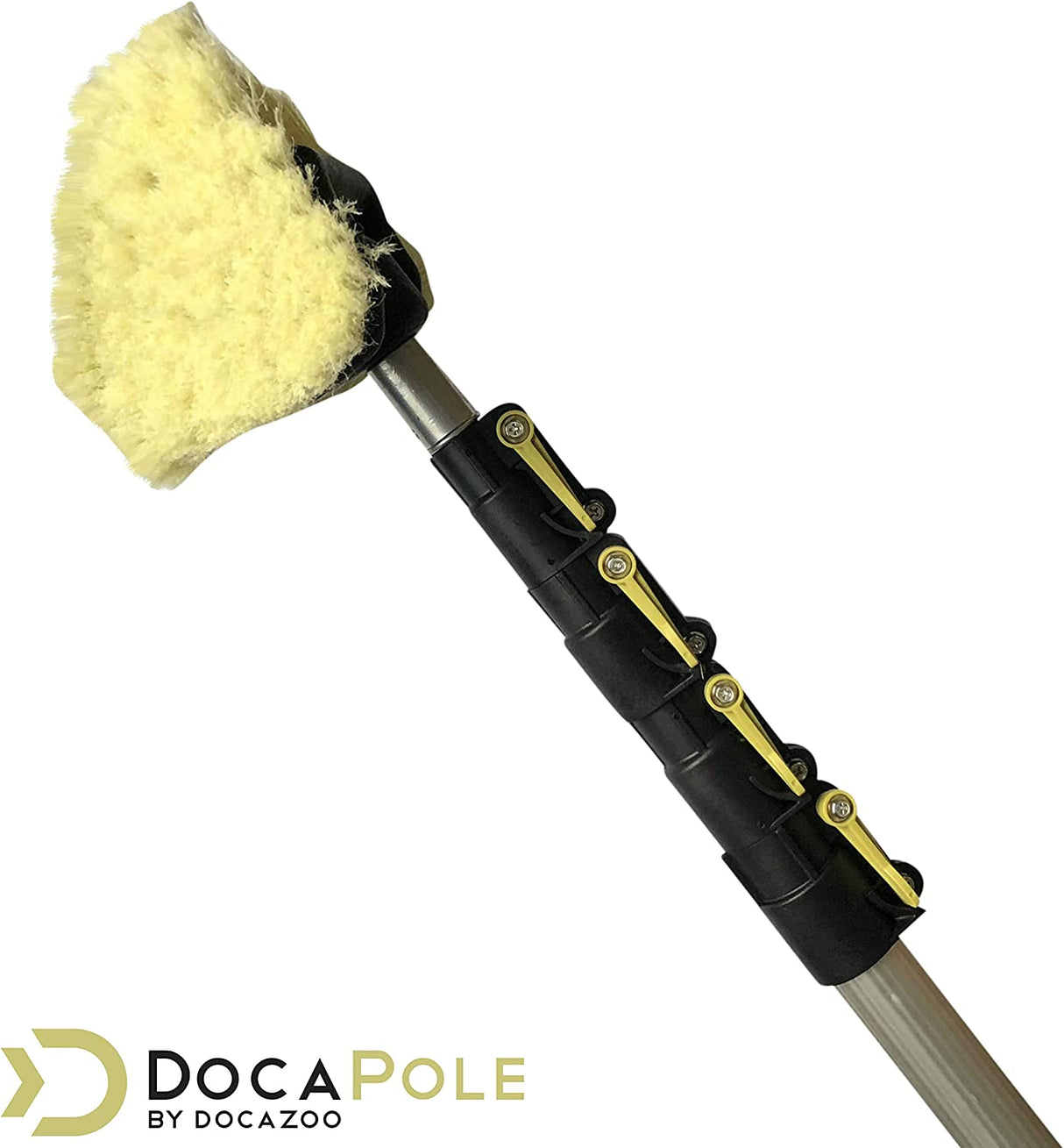 DocaPole 6-24 pies (alcance de 30 pies) Cepillo de lavado de autos de cerdas suaves y poste de extensión para autos, camiones, botes, casas rodantes, revestimientos de casas, pisos y más