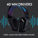 Logitech G535 Lightspeed Wireless Gaming Headset - Auriculares supraaurales ligeros, micrófono plegable para silenciar, estéreo, compatible con PC, PS4, PS5, recargable por USB - Negro