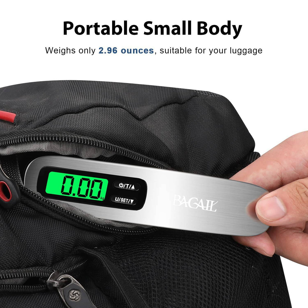  BROMECH Báscula digital de equipaje, báscula de equipaje  colgante de 110 libras, báscula de pesaje portátil de maleta de acero  inoxidable, báscula de peso de equipaje de viaje con gancho, correas