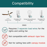 Treatlife Control de ventilador de techo inteligente e interruptor de luz de atenuación, se necesita cable neutro, combinación de interruptor de luz y ventilador Wi-Fi de un solo polo de 2,4 GHz, funciona con Alexa, Google Home y SmartThings - DIGVICE MX