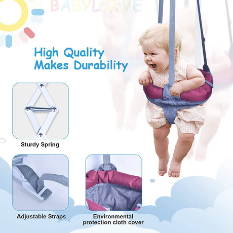 IECOPOWER Jumper para puerta, Durable Baby Door Bouncer & Swing Jumper con resorte de acero, 2 colores a elegir, bolsa de asiento ajustable, fácil instalación, fácil de usar para mayores de 6 meses. - DIGVICE MX