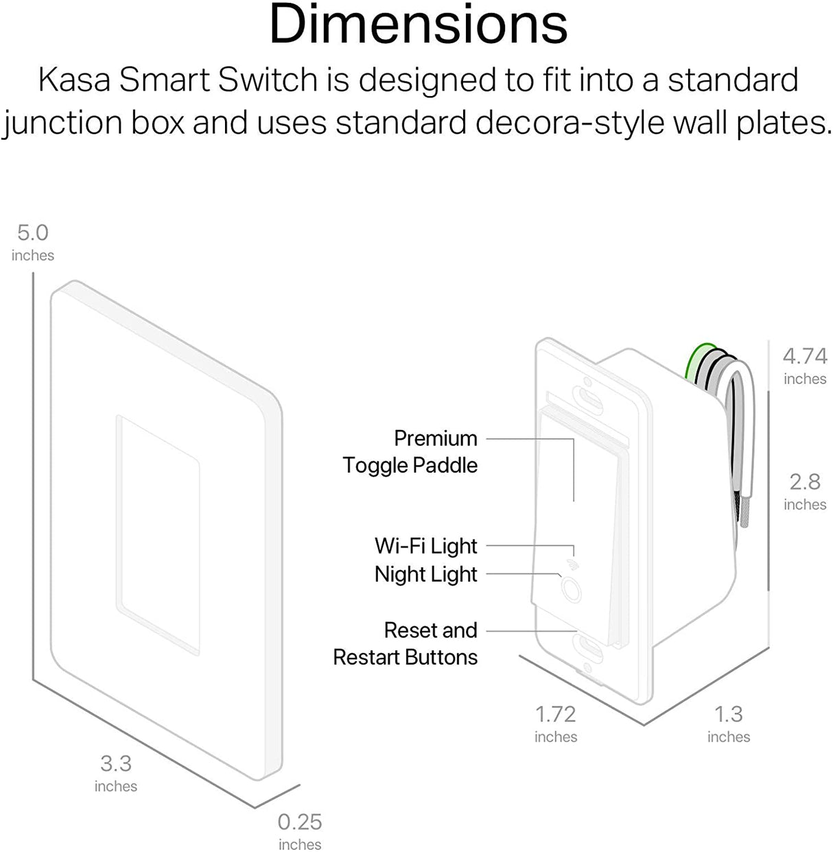 Kasa HS200 Interruptor de luz inteligente, unipolar, necesita cable neutro, interruptor de luz Wi-Fi de 2,4 GHz, funciona con Alexa y Google Home, certificado UL, no requiere concentrador, blanco - DIGVICE MX