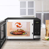 BLACK+DECKER EM031MB11 Horno de microondas digital con puerta de botón giratorio, bloqueo de seguridad para niños, 1000 W, 1.1 pies cúbicos, negro y acero inoxidable, 1.1 pies cúbicos - DIGVICE MX