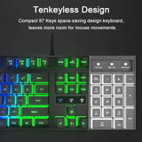 MFTEK RGB Rainbow Gaming Keyboard and Mouse Combo, Compact 87 Keys Backlit Computer Keyboard con Gaming Mouse, USB Wired Set para PC Gamer Laptop Work