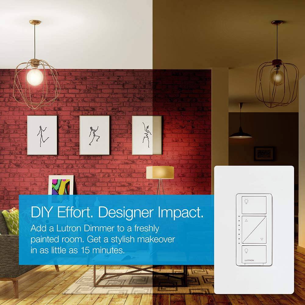 Lutron Caseta Smart Home Dimmer Switch, funciona con Alexa, Apple HomeKit y Google Assistant | para bombillas LED, bombillas incandescentes y bombillas halógenas | PD-6WCL-WH | Blanco - DIGVICE MX