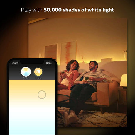 Bombilla inteligente Philips Hue Single Premium A19, 16 millones de colores, para la mayoría de las lámparas y luces de techo (se requiere Hue Hub, funciona con Alexa), versión antigua, blanca (464487) - DIGVICE MX