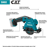 Makita SH02Z 12V Max CXT Sierra circular inalámbrica de iones de litio, 3-3/8", verde azulado - DIGVICE MX