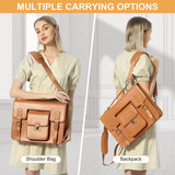 LOVEVOOK Maletín para Mujer Mochila Messenger Laptop Bag para Mujer 15.6 Pulgadas Laptop Work Bag Vintage PU Leather Satchel Bolsas para Escuela Viajes Negocios