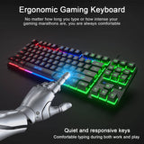 MFTEK RGB Rainbow Gaming Keyboard and Mouse Combo, Compact 87 Keys Backlit Computer Keyboard con Gaming Mouse, USB Wired Set para PC Gamer Laptop Work