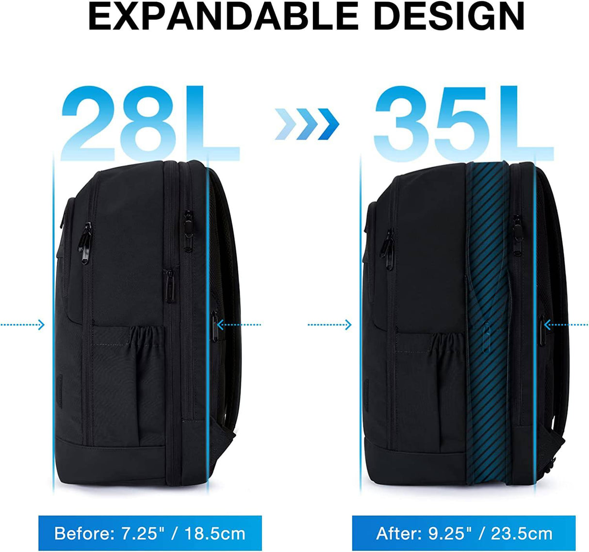 BAGSMART-mochila de viaje de 40L para hombre, bolsa para ordenador portátil  de 17,3 pulgadas, con puerto de carga USB, impermeable, Cabin Max, 55x40x20  - AliExpress