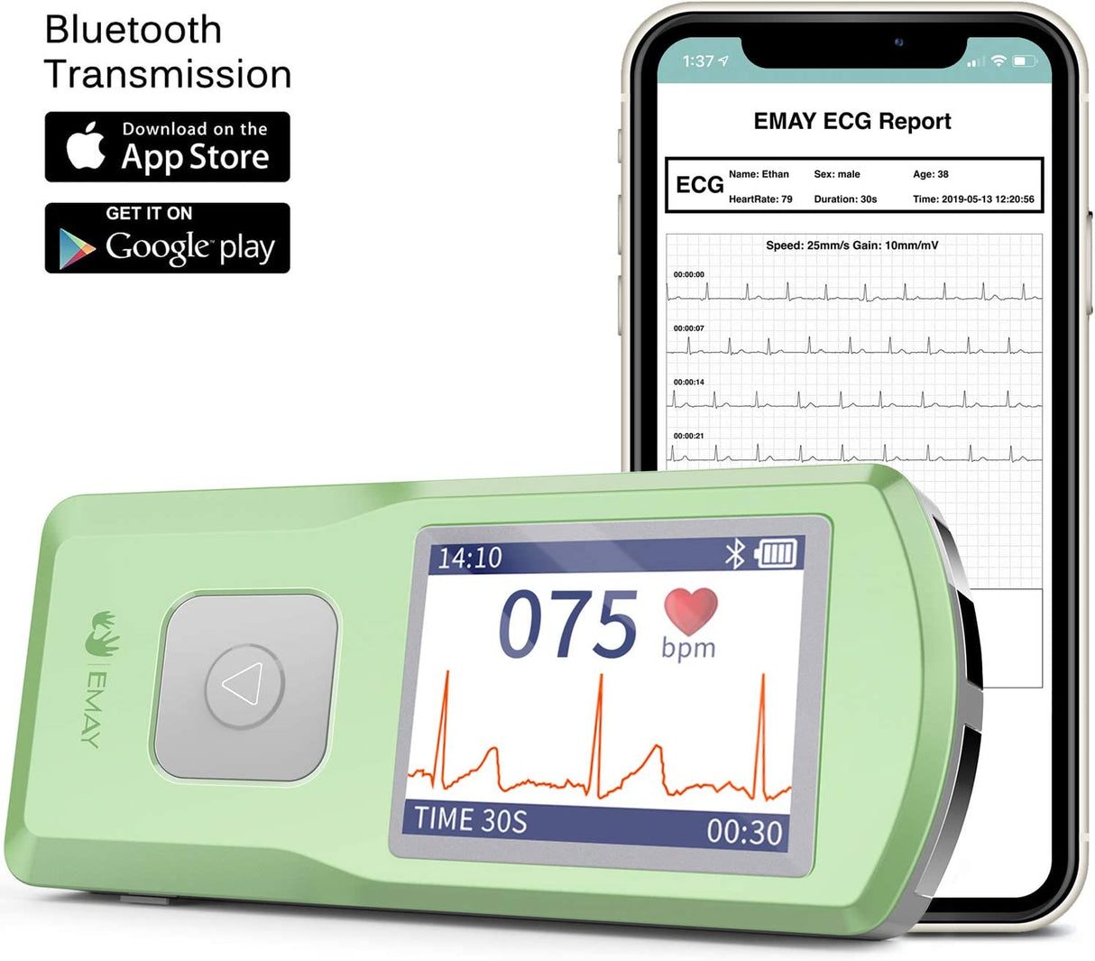 Emay Portable Ecg Monitor Dispositivos inalámbricos de monitoreo Ekg