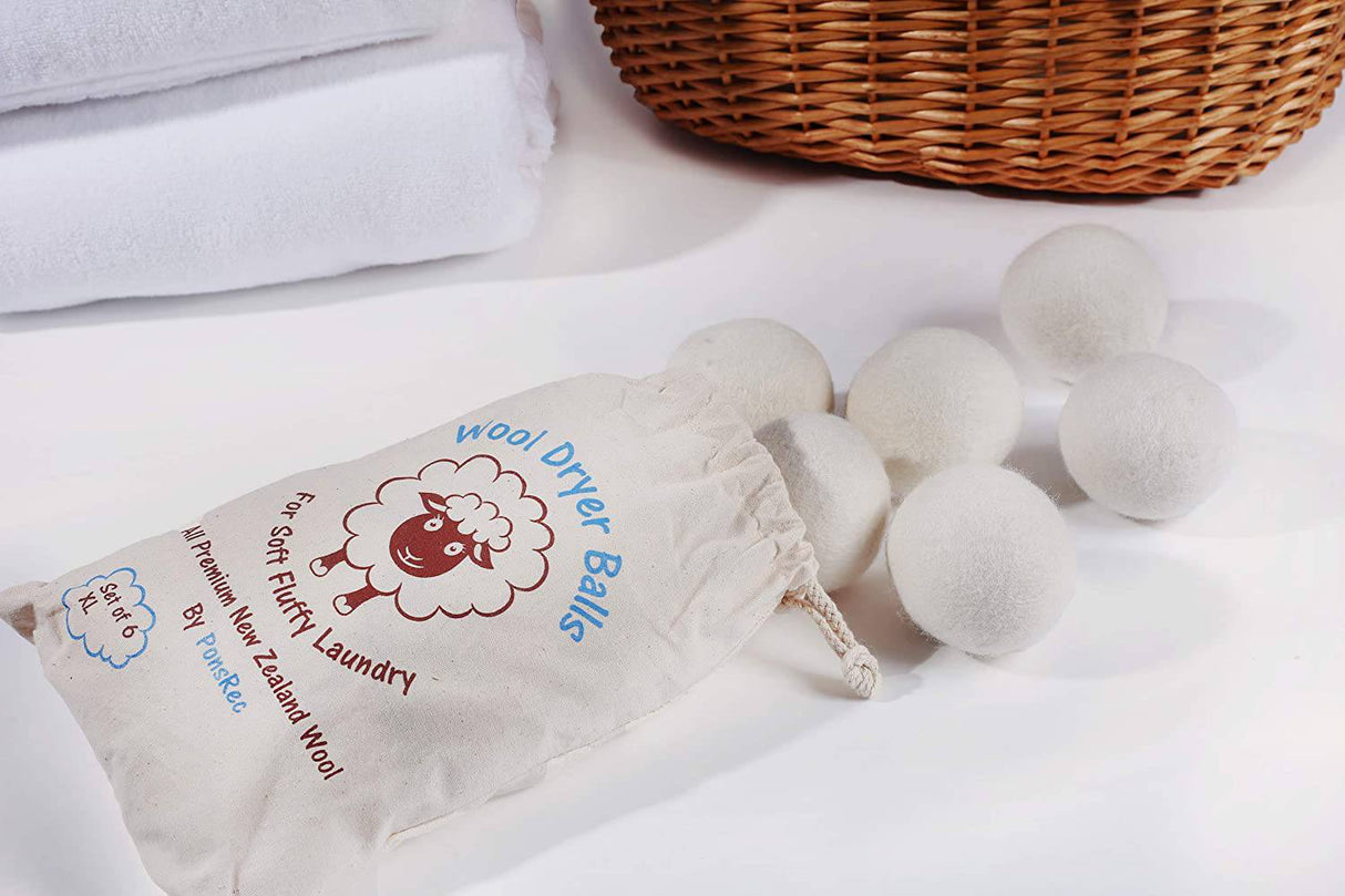 Ponsrec New Zealand Premium Wool Dryer Balls 6 Pack XL, reutilizable, ecológico, seguro para pieles sensibles y bebés, ropa más suave, alternativa orgánica a las hojas de secadora - DIGVICE MX