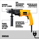 Taladro percutor DEWALT, 1/2 pulgada, 7,8 amperios, rango doble (DW505) - DIGVICE MX