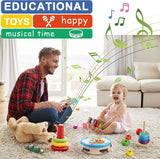 LOOIKOOS Instrumentos musicales para niños pequeños, instrumentos de percusión de madera para bebés - B0B45XM2YN