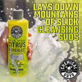 Chemical Guys CWS_301 Citrus Wash & Gloss Jabón espumoso para lavado de autos (funciona con cañones de espuma, pistolas de espuma o lavados de baldes) 128 fl oz (1 galón) Aroma cítrico