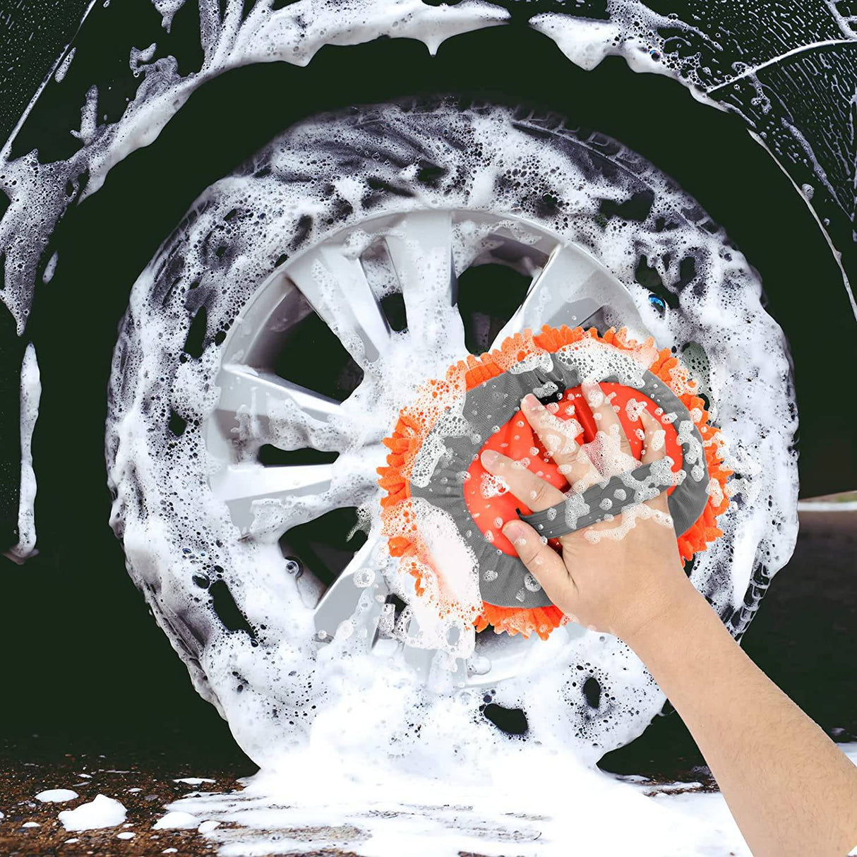 ANUINIT Cepillo de lavado de autos con mango largo de microfibra de 62  pulgadas/18 pulgadas, suave para lavado de autos, kit de lavado de autos  sin