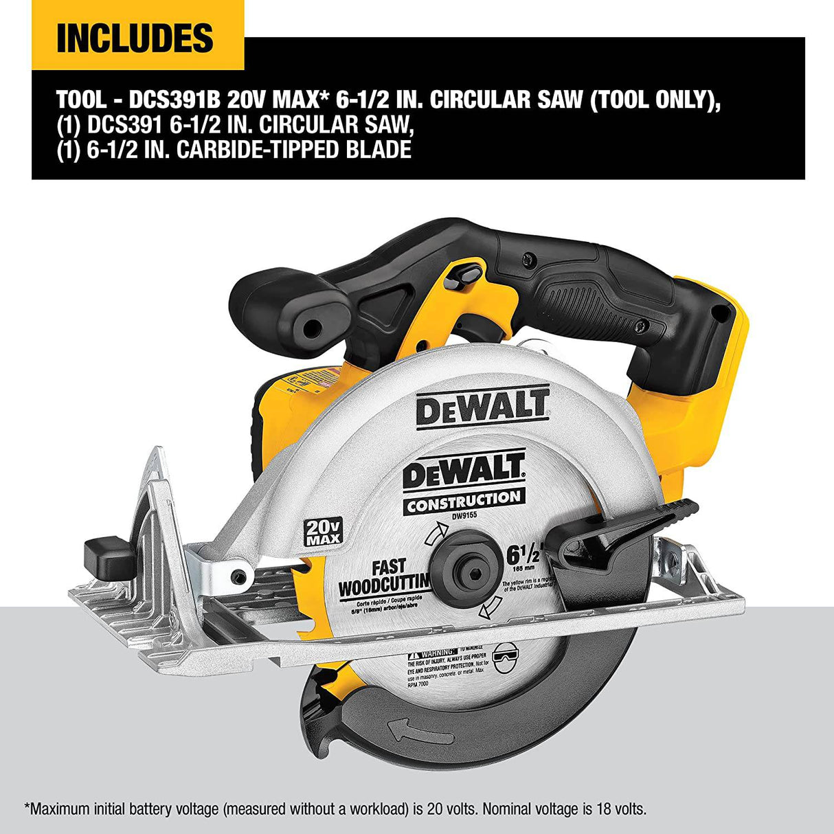 Sierra circular DEWALT 6-1/2 pulgadas 20 V MAX, solo herramienta (DCS391B), amarillo - DIGVICE MX