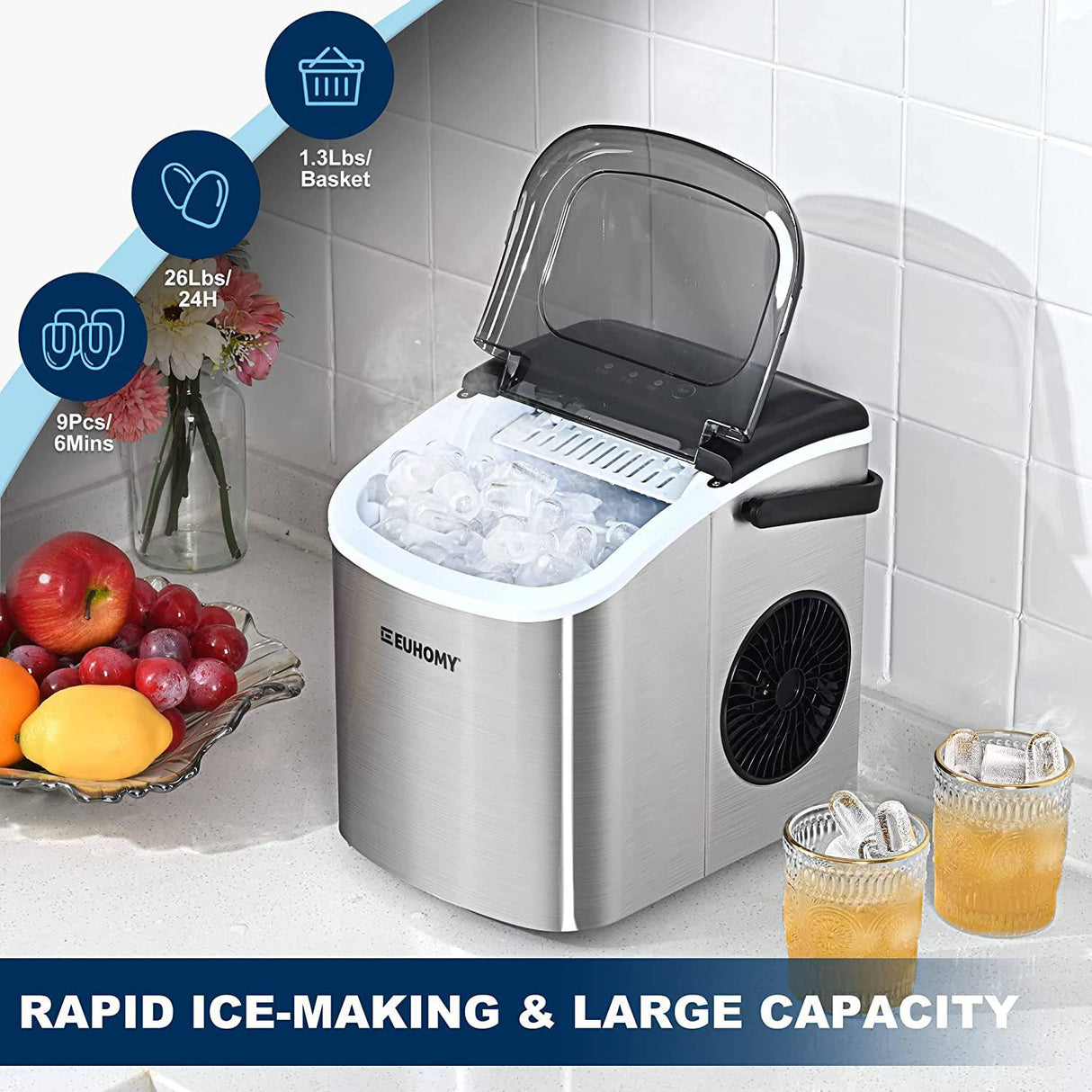 Maquina para hacer hielo comercial de hielo electrica 26lb en 24 hrs con  pala