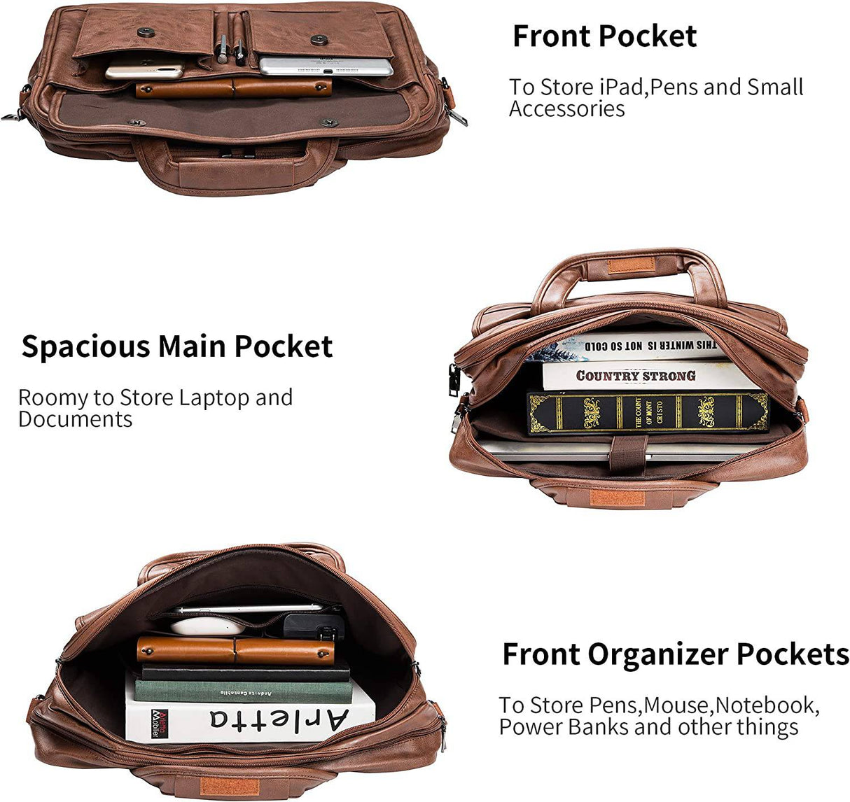 Bolsa de mensajero para hombre de 15.6 pulgadas, impermeable, maletín  grande, bolsa de hombro para oficina, viajes, negocios, computadora,  portátil