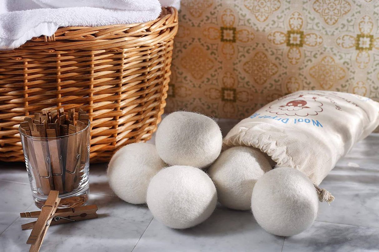 Ponsrec New Zealand Premium Wool Dryer Balls 6 Pack XL, reutilizable, ecológico, seguro para pieles sensibles y bebés, ropa más suave, alternativa orgánica a las hojas de secadora - DIGVICE MX