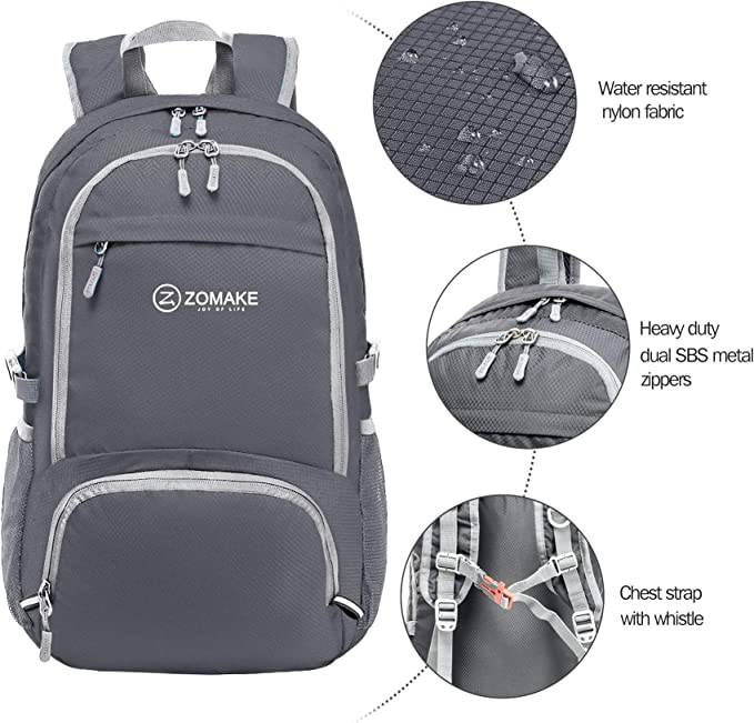 Zomake - Mochila de senderismo plegable resistente al agua, mochila ligera de 30 l, mochila plegable para viajes