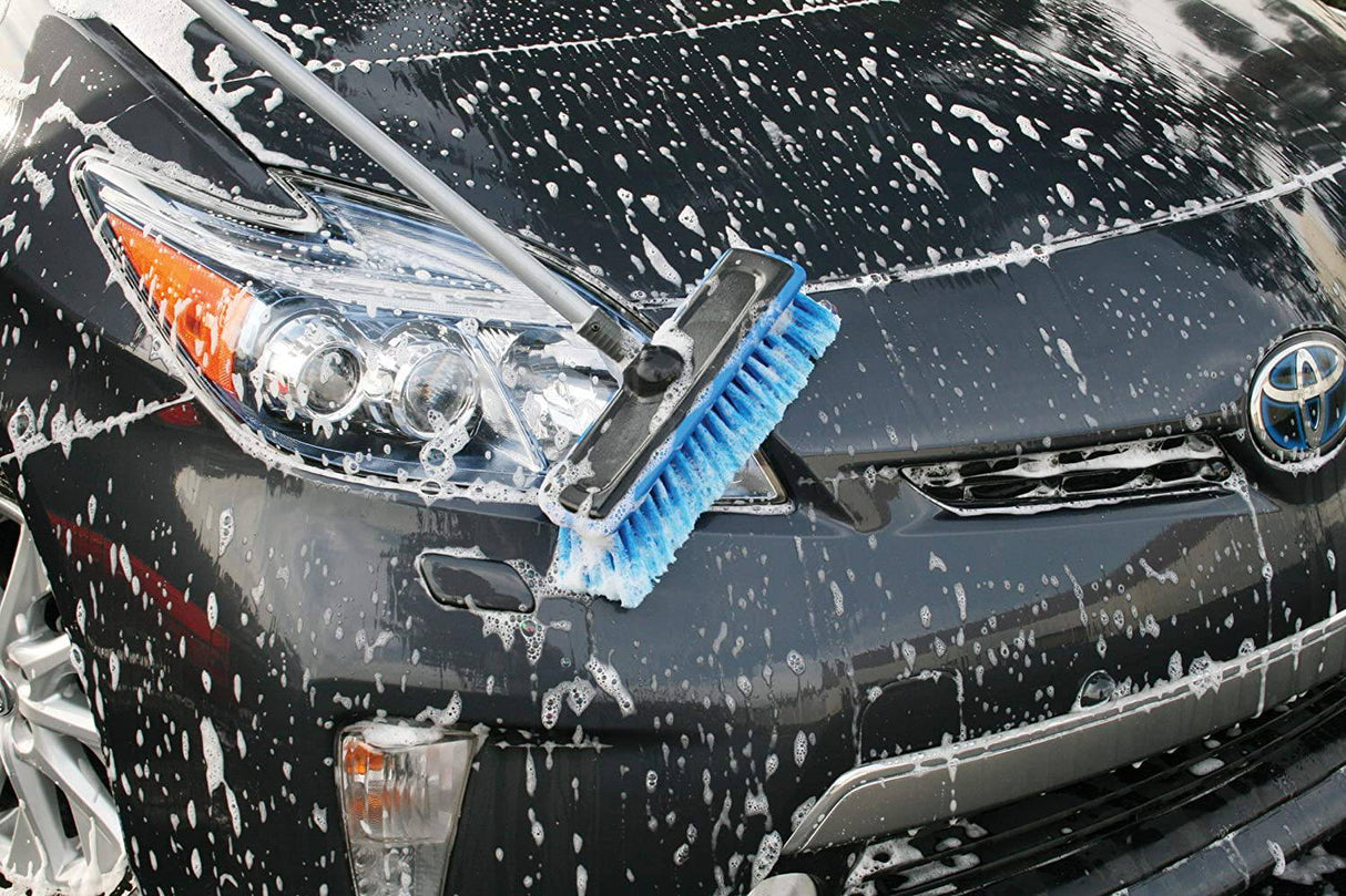 Carrand 93062 Deluxe Car Wash Cepillo de inmersión de 10 pulgadas con barra de extensión de 65 pulgadas, azul y negro