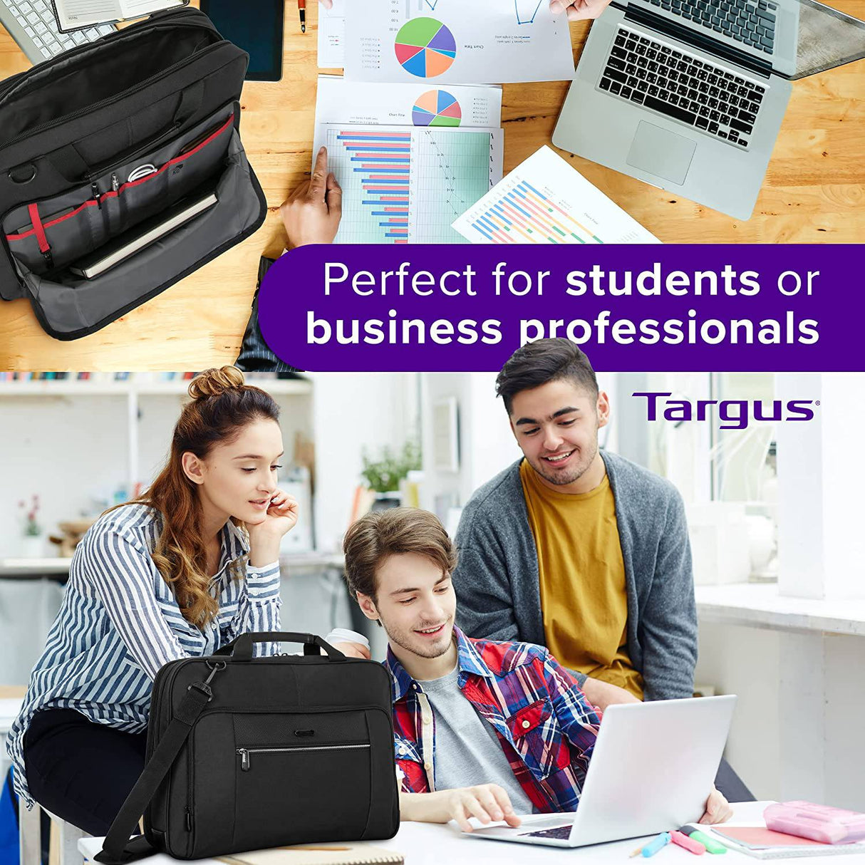 Targus - Classic Commuter Laptop Bag para portátiles de 15,6 pulgadas, diseño TSA Checkpoint-Friendly, maletín para mujeres/hombres, bolsa para ordenador y funda para portátil