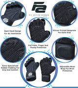 Fit Active Sports - Guantes de entrenamiento de levantamiento de pesas ventilados con muñequeras integradas para hombres y mujeres: ideales para gimnasio, entrenamiento cruzado, soporte de manos y levantamiento de pesas.