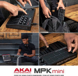 AKAI Professional MPK Mini MK3 - Controlador de teclado MIDI USB de 25 teclas con 8 pads de batería retroiluminados, 8 perillas y software de producción musical incluido (negro)